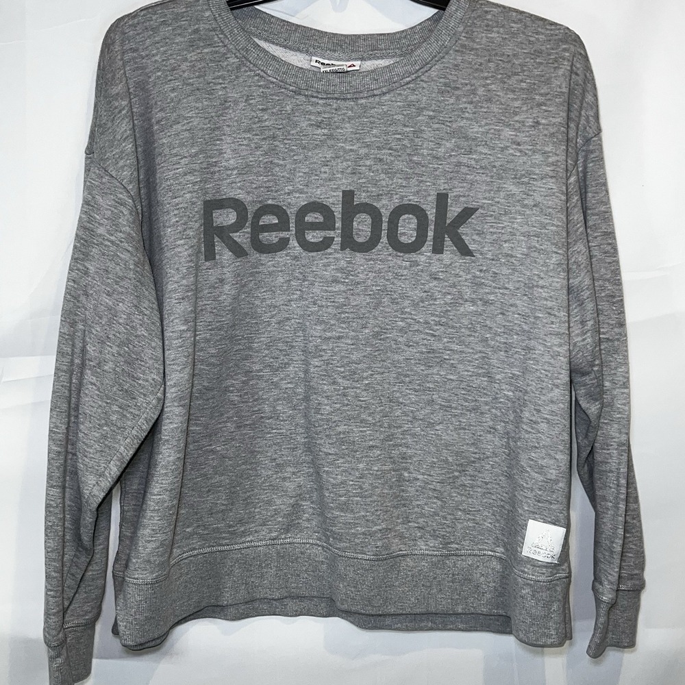 Reebok Fleece Womens XXL Large Gray Pullover Sweatshirt 2XL Athletic Sweater